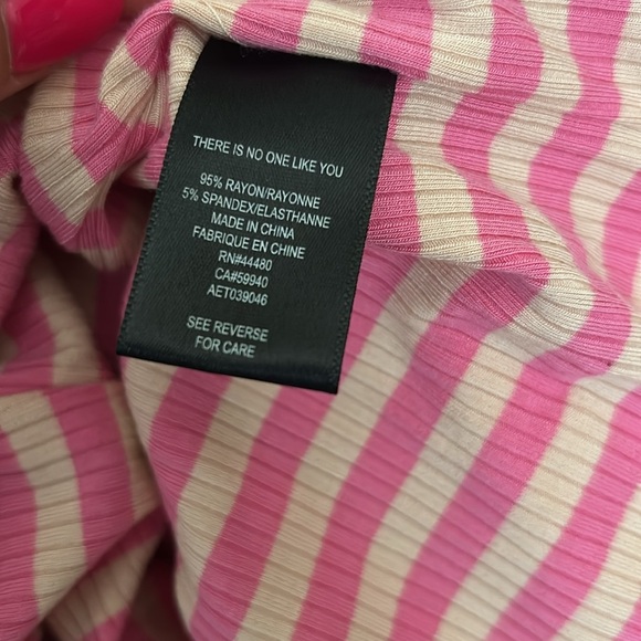 NWT AFRM Ruskin Ribbed Racerback Sleeveless Tank Top in Pink/Nude Stripe size XL - Picture 9 of 9